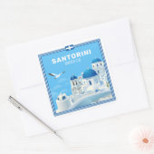 Custom Text Santorini Griechenland Quadratischer Aufkleber (Umschlag)