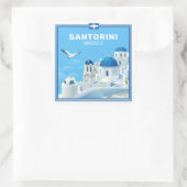 Custom Text Santorini Griechenland Quadratischer Aufkleber (Tasche)