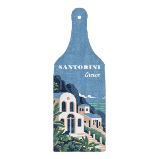 Custom Text Santorini Griechenland Schneidebrett (Vorderseite)