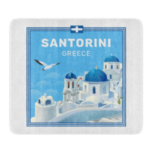 Custom Text Santorini Griechenland Schneidebrett