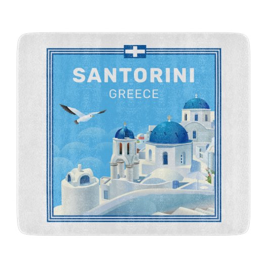 Custom Text Santorini Griechenland Schneidebrett (Vorderseite)