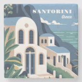 Custom Text Santorini Griechenland Steinuntersetzer (Vorderseite)