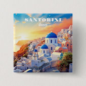 Custom Text Santorini Griechenland Sunset Button (Vorderseite)
