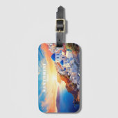 Custom Text Santorini Griechenland Sunset Gepäckanhänger (Vorderseite Vertikal)