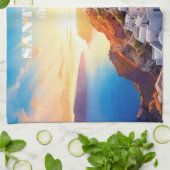 Custom Text Santorini Griechenland Sunset Geschirrtuch (Gefaltet)