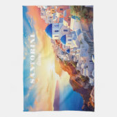Custom Text Santorini Griechenland Sunset Geschirrtuch (Vertikal)
