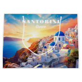 Custom Text Santorini Griechenland Sunset Große Geschenktüte (Vorderseite)