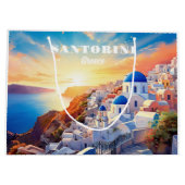 Custom Text Santorini Griechenland Sunset Große Geschenktüte (Rückseite)