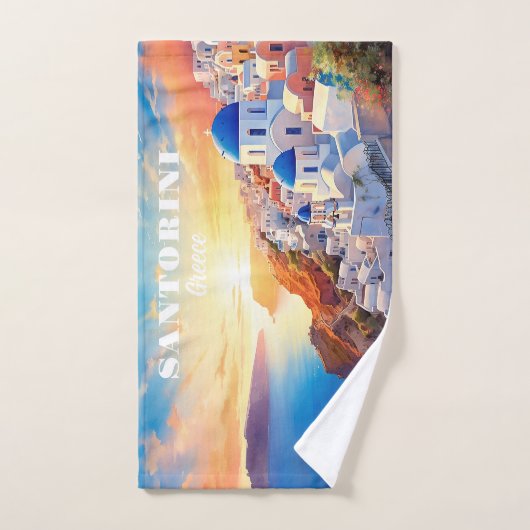 Custom Text Santorini Griechenland Sunset Handtuch (Handtuch)