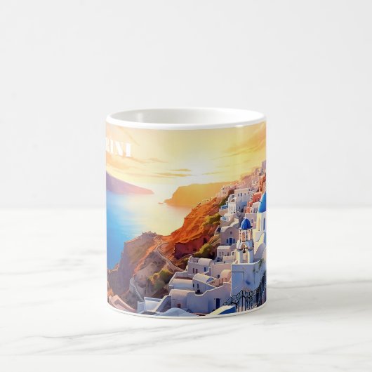 Custom Text Santorini Griechenland Sunset Kaffeetasse (Mittel)