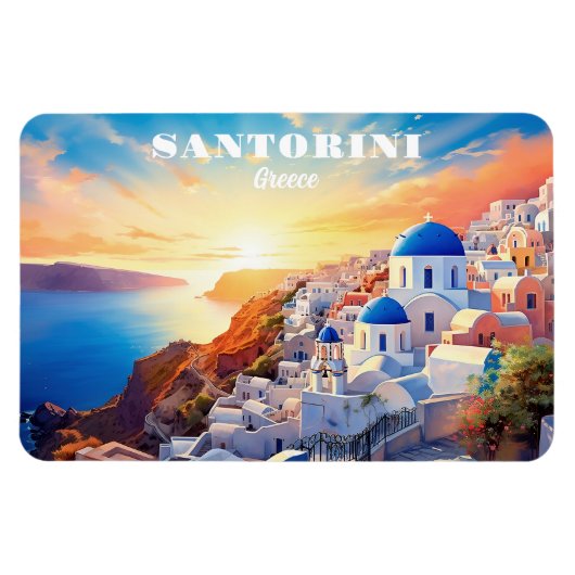 Custom Text Santorini Griechenland Sunset Magnet (Horizontal)