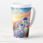 Custom Text Santorini Griechenland Sunset Milchtasse (Rechte Ecke)