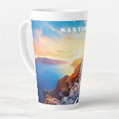 Custom Text Santorini Griechenland Sunset Milchtasse (Linke Ecke)