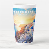 Custom Text Santorini Griechenland Sunset Milchtasse (Vorderseite)