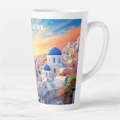 Custom Text Santorini Griechenland Sunset Milchtasse (Rechts)