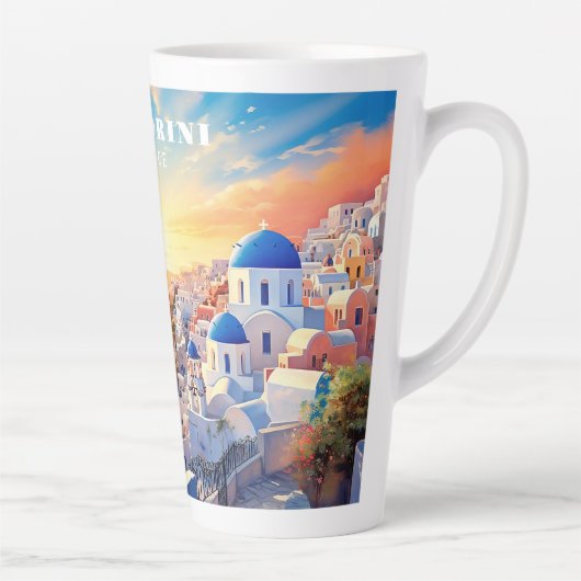 Custom Text Santorini Griechenland Sunset Milchtasse (Rechts)