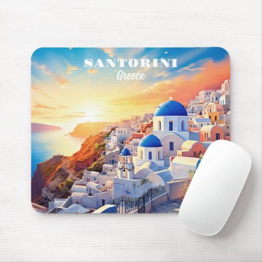 Custom Text Santorini Griechenland Sunset Mousepad (Mit Mouse)
