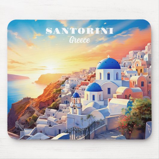 Custom Text Santorini Griechenland Sunset Mousepad (Vorne)