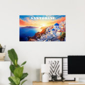 Custom Text Santorini Griechenland Sunset Poster (Heimbüro)