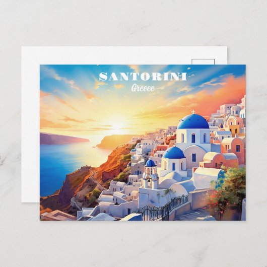 Custom Text Santorini Griechenland Sunset Postkarte (Vorne/Hinten)