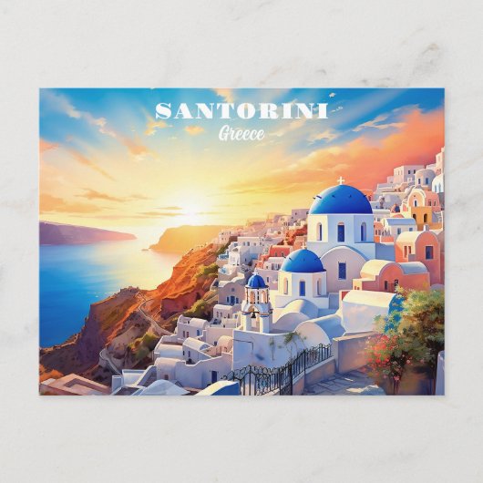 Custom Text Santorini Griechenland Sunset Postkarte (Vorderseite)