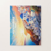 Custom Text Santorini Griechenland Sunset Puzzle (Vertikal)