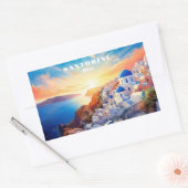 Custom Text Santorini Griechenland Sunset Rechteckiger Aufkleber (Umschlag)
