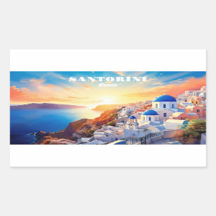 Custom Text Santorini Griechenland Sunset Rechteckiger Aufkleber