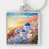 Custom Text Santorini Griechenland Sunset Schlüsselanhänger (Vorne)