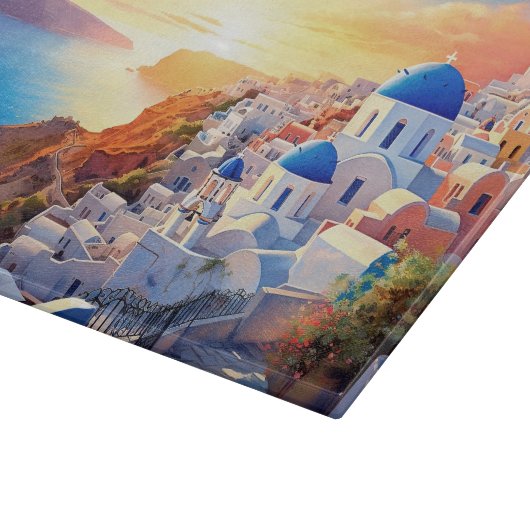 Custom Text Santorini Griechenland Sunset Schneidebrett (Ecke)