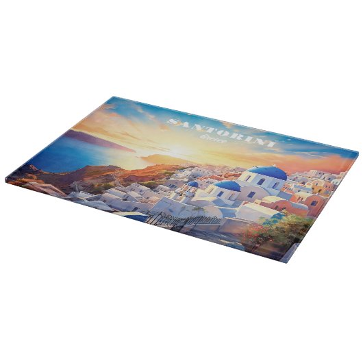 Custom Text Santorini Griechenland Sunset Schneidebrett (Ecke)