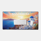 Custom Text Santorini Griechenland Sunset Schreibtischunterlage (Tastatur & Maus)