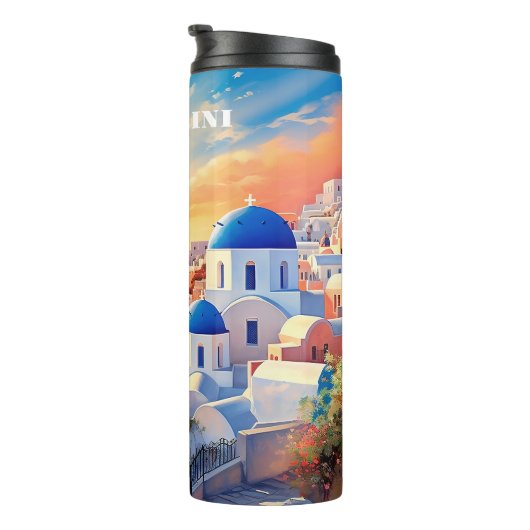 Custom Text Santorini Griechenland Sunset Thermosbecher (Nach rechts gedreht)