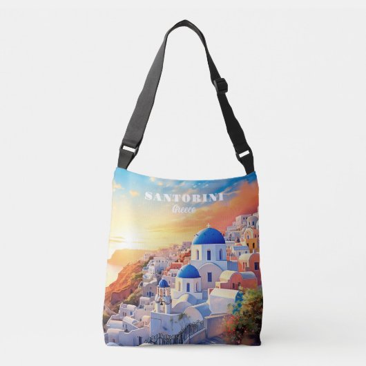Custom Text Santorini Griechenland Sunset Tragetaschen Mit Langen Trägern (Vorderseite)