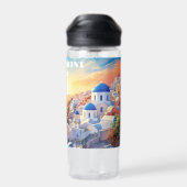 Custom Text Santorini Griechenland Sunset Trinkflasche (Rückseite)