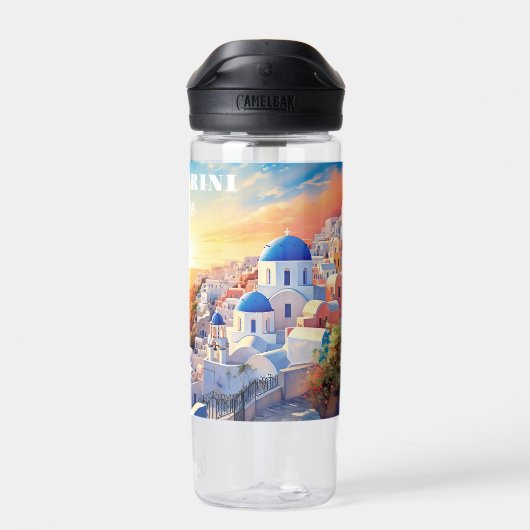 Custom Text Santorini Griechenland Sunset Trinkflasche (Rückseite)