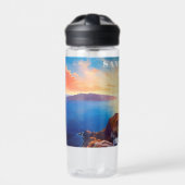 Custom Text Santorini Griechenland Sunset Trinkflasche (Vorderseite)