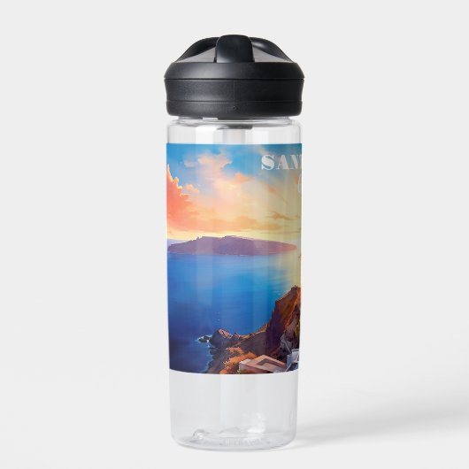 Custom Text Santorini Griechenland Sunset Trinkflasche (Vorderseite)