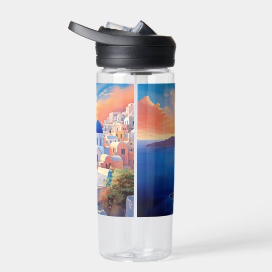Custom Text Santorini Griechenland Sunset Trinkflasche (Rechts)