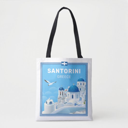 Custom Text Santorini Griechenland Tasche (Vorderseite)