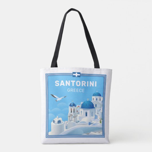 Custom Text Santorini Griechenland Tasche (Rückseite)