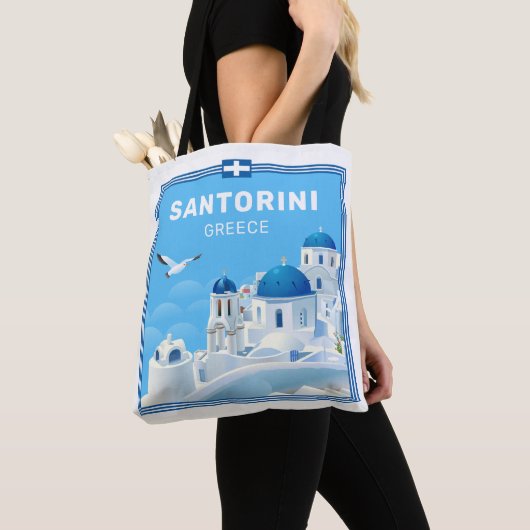 Custom Text Santorini Griechenland Tasche (Von Nahem)