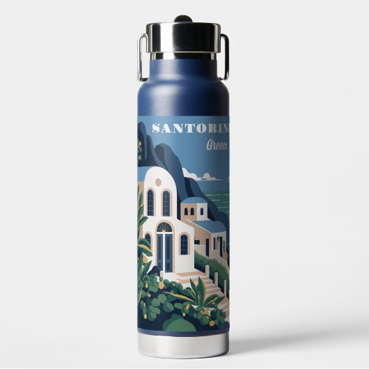 Custom Text Santorini Griechenland Trinkflasche (Vorderseite)