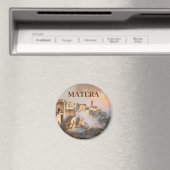 Custom Text Sassi di Matera Italy Watercolor Retro Magnet (In Situ (Geschirrspüler))