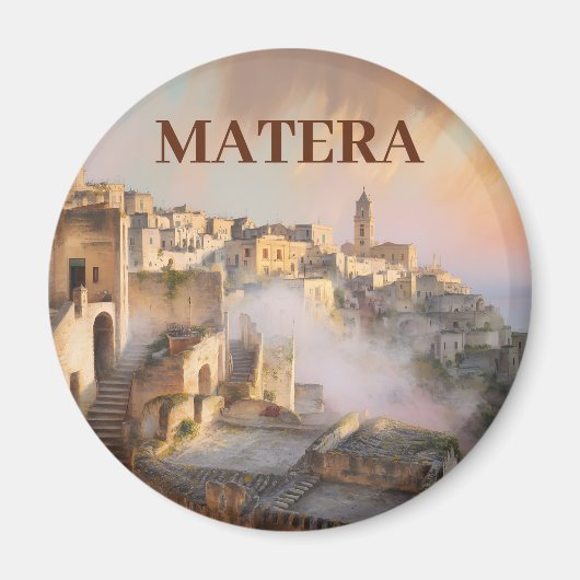 Custom Text Sassi di Matera Italy Watercolor Retro Magnet (Vorne)