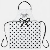 Custom Text Schwarz-weiß Polka Dos Niedlich Küche Schürze (Vorderseite)