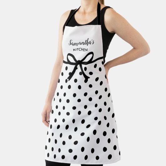 Custom Text Schwarz-weiß Polka Dos Niedlich Küche Schürze (InSitu)