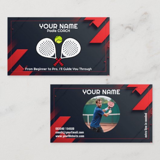 🎾Custom text,  Smash & Serve Custom Padel Coach Visitenkarte (Vorne/Hinten)