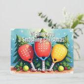 🎾🎄Custom text, Smash & Sparkle Feiertagskarte (Stehend Vorderseite)