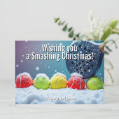 🎾🎄Custom text, Snow Court Smash Feiertagskarte (Stehend Vorderseite)